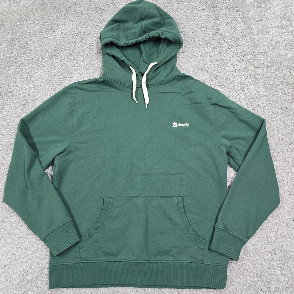 KOTN Mens Shopify Hoodie Cotton Green Pullover‎ Size M Minimalist Streetwear